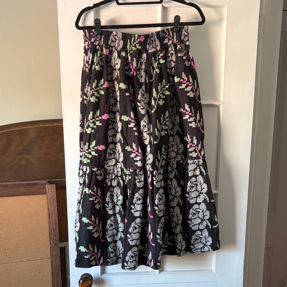 Ace & Jig Black and White Floral A-Line Skirt